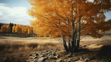 cascate ardente Schermo. il radiante colori di un autunno albero. generativo ai foto