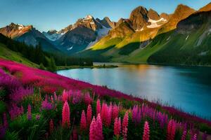 il bellissimo paesaggio di il Alberta montagne. ai-generato foto