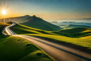 il strada per il tramonto. ai-generato foto