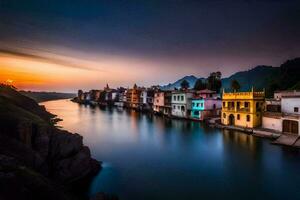 foto sfondo il cielo, acqua, fiume, India, udaipur, il città. ai-generato