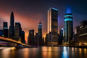 il Chicago orizzonte a notte. ai-generato foto