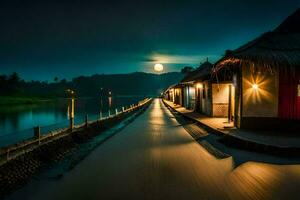 foto sfondo il Luna, acqua, il notte, il fiume, il Luna, il acqua,. ai-generato