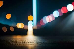 un' sfocato Immagine di un' strada a notte. ai-generato foto