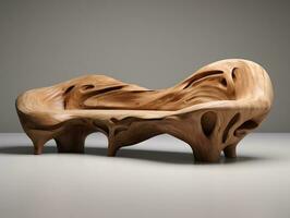 3d modello di un' moderno divano fatto a partire dal legna ai generativo foto