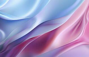 fluente tessuto astratto sfondo nel blu e rosa con leggero viola e cielo blu. ai generato foto
