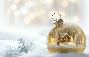 ai generativo, Natale inverno sfondo nel un' brillante Natale palla ornamento decorazione foto