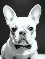 contento francese bulldog nero e bianca monocromatico foto nel studio illuminazione