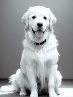 contento d'oro cane da riporto cane nero e bianca monocromatico foto nel studio illuminazione