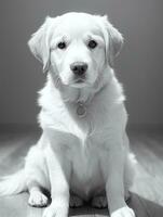 contento d'oro cane da riporto cane nero e bianca monocromatico foto nel studio illuminazione