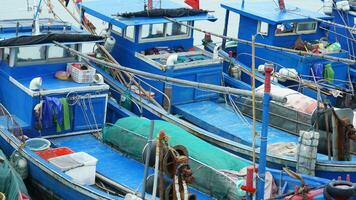 il abbandonato pesca Barche nel il porto foto