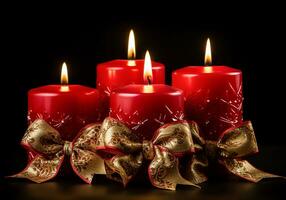 Natale decorazione con bellissimo decorato illuminato candele. ai generato foto