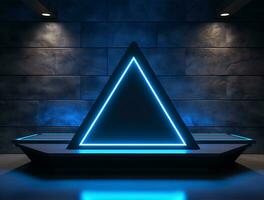 vuoto 3d base neon leggero moderno interno parete sfondo davanti Visualizza ai generato foto