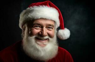 Santa Claus su un' nero sfondo. generativo ai foto