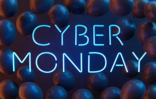 insegna al neon del cyber lunedì con palloncini foto