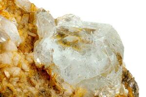 macro pietra minerale quarzo con galena su un' bianca sfondo foto