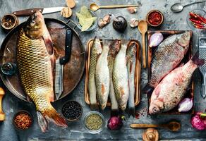 fresco pesce e ingredienti foto