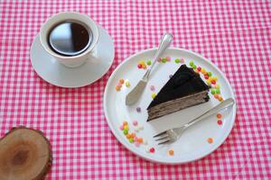 pezzo di fatti in casa cioccolato crepes torta su un' bianca piatto foto