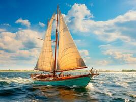 moderno yacht andare in barca su il mare, andare in barca yacht - ai generato Immagine foto