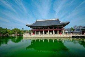 gyeonghoeru padiglione reale banchetto sala nel Gyeongbokgung palazzo, Seoul foto