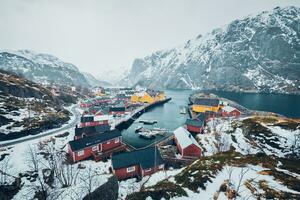 Nusfjord pesca villaggio nel Norvegia foto