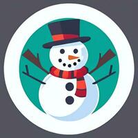 ai generato pupazzo di neve clip arte icona etichetta Natale decorazione semplice sfondo foto
