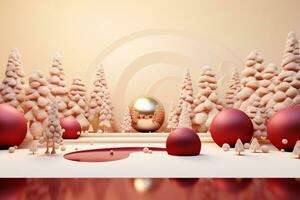 Natale saluto carta. festivo decorazione su bokeh sfondo. nuovo anno concetto generato con ai foto