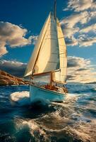 moderno yacht andare in barca su il mare, andare in barca yacht - ai generato Immagine foto