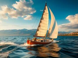 moderno yacht andare in barca su il mare, andare in barca yacht - ai generato Immagine foto