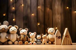 carino orso bambole decorazione con stelle per sfondo, ai generato foto