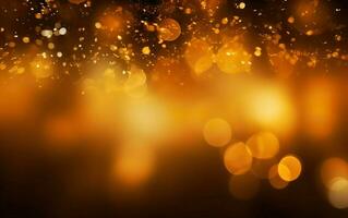 sera luce. d'oro bokeh, caldo polvere sfocatura effetto. copia spazio a il parte inferiore. ai generativo foto