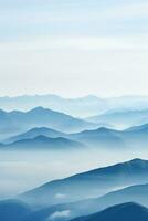 ai generato bellissimo paesaggio di montagne nel nebbioso mattina.bellezza nel natura.ai generato foto