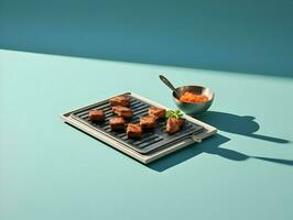 barbecue con soses minimalismo. alta risoluzione. ai generativo foto