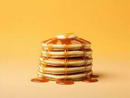 Pancakes nel sciroppo minimalismo. alta risoluzione. ai generativo foto