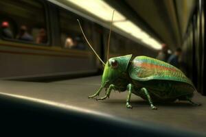 clop bug nel metropolitana verde colore. creare ai foto