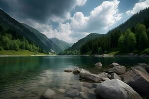 natura montagna paesaggio. creare ai foto