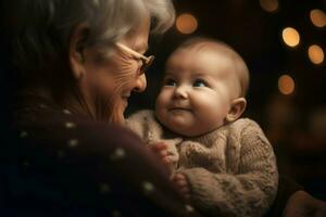 contento nonna con bambino. creare ai foto