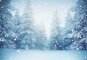 ai generato neve sfondo e albero inverno con copia spazio scena sfondo foto