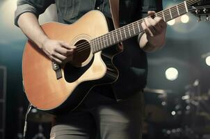 nazione musica cantante chitarra concerto. creare ai foto