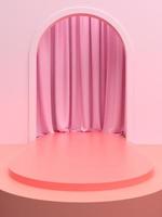 palco del prodotto rosa o podio con sipario foto