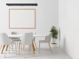 soggiorno con tavolo, sedia e struttura a muro, stile 3d