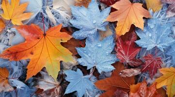 colorato autunno le foglie caduto su il terra. generativo ai foto