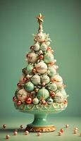 bellissimo Natale albero decorato con ornamenti ai generativo foto