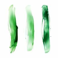 ai generato elegante verde mascara spazzola impostare. collezione di grunge dipingere struttura foto