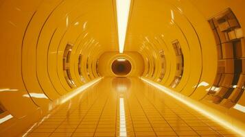 ai generato vuoto giallo tunnel. tecnologia futuristico sfondo. foto