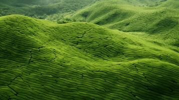 ai generato verde tè piantagione, superiore Visualizza struttura foto