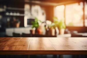 minimalista ancora vita di cucina utensili su buio Marrone di legno tavolo. ai generativo foto
