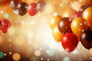 colorato palloncini con bokeh sfondo, compleanno celebrazione sfondo foto
