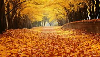 ai generato autunno Festival strada caduto le foglie foto