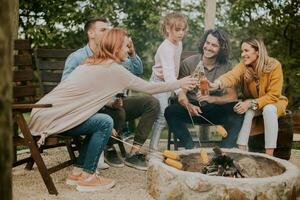 amici avendo bene tempo e cottura al forno calli nel il Casa Giardino dietro la casa foto