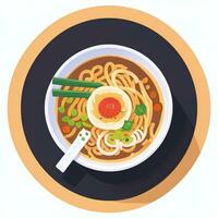 ai generato ramen spaghetto ritratto avatar clip arte gamer icona etichetta decorazione semplice sfondo foto